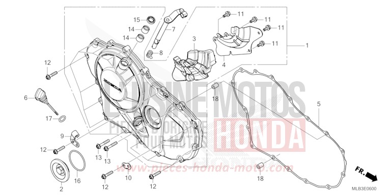 PANNEAU CARTER-MOTEUR D. de Hornet 750 GRAPHITE BLACK (NHB01) de 2023